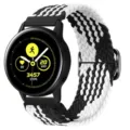 Gevlochten Solo Loop Elastisch Nylon Vervangende Bandje voor Smartwatch in Zwart en Wit - Z-Patroon Zwart-Wit