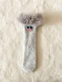 Chaussettes douillettes en polaire grise avec haut en peluche et visage drôle, chaussettes d'hiver. - Taille unique / Lunettes de Soleil Gris Clair