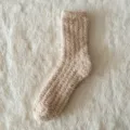 Accoglienti calzini invernali in pile di corallo per donne, calzini morbidi e caldi per dormire - Taglia unica / Cachi