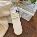Calzini donna autunno inverno in maglia con dolce fiocco stile rétro calze impilabili moda - Taglia unica / Bianco Crema
