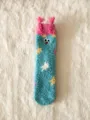 Cute fuzzy coral fleece winter warm cartoon clown socks with funny 3D face and braids. - One Size / Blue Clown