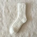 Calzini soffici in pile di corallo bianco da donna comodi calzini invernali caldi morbidi. - Taglia unica / Bianco Latte