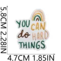 Écusson brodé citation inspirante avec un design d'arc-en-ciel coloré et texte positif. - Style YOU CAN DO HARD THINGS (W25HD-068-10)