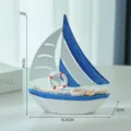 Mediterranean sailboat model desktop wooden craft ornament ocean style home decoration - Dark Blue Lifebuoy Style