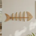 Mensola da parete in legno a forma di lisca di pesce tabella dimensioni lunghezza 68.5cm altezza 23.5cm. - Scaffale per Pesce Appuntito / Colore legno