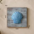 Decorazione murale con conchiglia in legno mediterraneo 15x15cm targa di fondo per casa costiera blu - Conchiglia Quadrata Vintage 15X15