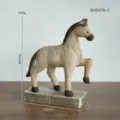 Statuetta di cavallo in legno vintage decorazione da tavola rustica artigianale in massello - Cavallo a Dondolo Grande / Taglia L