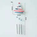 Mediterranean style sailboat wind chime metal hanging ornament home decor 30cm length - Blue and Red