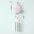 Mediterranean style creative sailboat wind chime with pink and white striped metal boat. - Pink