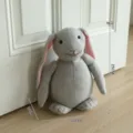 Cute fabric lop-eared rabbit doorstop, grey herringbone design with pink inner ears, 1KG. - Lop-eared Rabbit Door Stop Ornament