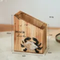 Mediterranean wood pen holder storage box with cute 3D crab decoration and ocean theme design. - Small Crab Pine Pen Holder
