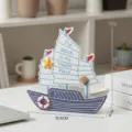 Modello di veliero mediterraneo decorazione da scrivania, bellissimo arredo nautico in legno. - Piccola Barca a Vela Inglese Bifacciale Stella Marina