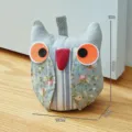 Fermaporta gufo in tessuto, simpatico cuneo per porta decorativo casa 18x15x10cm - Forma di Gufo / verde-grigio