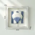 Decorazione Murale Conchiglia Stile Mediterraneo in Legno Appendere Blu Bianco 25x25cm - Conchiglia / Cornice in legno quadrata 25x25cm / bianco-blu