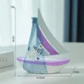 Modello di barca a vela in legno stile mediterraneo ornamento scrivania decorazione SKU - Stile Rete Viola