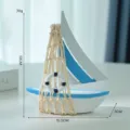 Stile mediterraneo modello barca a vela legno artigianato scrivania decorazione 13cm - Stile Rete Blu Chiaro