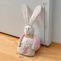 European cute strap bunny doorstop cotton linen fabric soothing doll for home decor and Easter gift - Rose Red Fence Rabbit Doorstop
