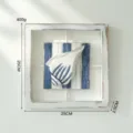 Decorazione murale con conchiglia stile mediterraneo in legno, appendiabiti da soggiorno. - Conchiglia / Cornice in legno quadrata 25x25cm / bianco-blu