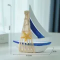 Modello di barca a vela in legno mediterraneo decorazione da scrivania stella 13cm - Stile Rete Blu Scuro