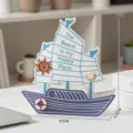 Decorazione da scrivania barca a vela in legno mediterraneo con elementi nautici - Grande Barca a Vela Inglese Bifacciale Timone