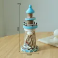 Statua faro in legno stile mediterraneo decorazione da tavolo con corda e conchiglia marina. - Barca a Vela Faro