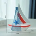 Modello di barca a vela in legno mediterraneo decorazione scrivania variante stella marina blu. - Stile Rete Rossa