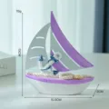 Mediterranean style wooden sailboat model desktop decoration nautical ornament SKU - Purple Anchor Style