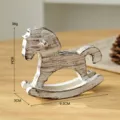 Decorative Wooden Rocking Horse Figurine Distressed White Desktop Ornament Small Wood Toy Model - White