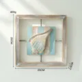Mediterranean Style Wooden Shell Wall Hanging Decor 25x25cm Beach Theme Home Art Ornament - Conch / Square Wood Frame 25x25cm / Vintage Color