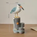 Mediterranean style creative wooden tree stump seabird tabletop ornament with shell decor. - Small (HY801)