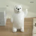 Statua di orso bianco in legno intagliato decorazione da tavolo vintage casa - Bianco