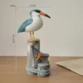Mediterranean style wooden tree stump seabird figurine ornament for home desktop decor - Large (HY800)