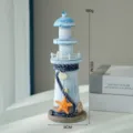 Decorazione da tavolo per faro in legno in stile mediterraneo con stelle marine e conchiglie. - 22 Stile Stella Marina Faro Blu Lavato