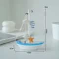 Mini modello di barca a vela in legno mediterraneo decorazione scrivania ornamento marino - Stile Stella Marina