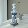 Ornamento per faro in legno mediterraneo, decorazione da scrivania costiera creativa 22cm. - 22 Stile Barca a Vela Faro Blu Lavato