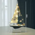 Ocean style LED sailboat model table decor nautical ornament home gift 36x19x5cm. - Small Fish LED Sailboat