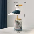 Mediterranean wooden seagull bird figurine tabletop decor coastal nautical ornament gift - Single Hemp Rope Seabird Ornament