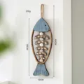Mediterranean style wooden fish wall decor with shell accents, perfect for hallway and room hanging. - Retro Fish Bone Shell Fish