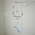 Carillón de viento de velero estilo mediterráneo decoración colgante con tubos metálicos - Estilo Pez Azul y Blanco