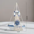 Ornement de voilier en bois miniature méditerranéen décor maison accessoire photo 11x16.5cm - Petit Navire 17cm Style Bouée de Sauvetage