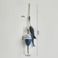 Mediterranean style wooden buoy fish wall hanging decor prop, retro nautical ornament. - Single Cutlassfish Float Blue