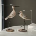 Retro wooden long-legged shorebird figurines, ocean style desktop decor ornaments for home. - Vintage Seabird Ornament Set
