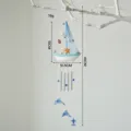 Carillón de viento de velero estilo mediterráneo con conchas y delfines para decoración - Colgante Estrella de Mar Bote Pequeño