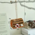 Adorno colgante de trampa para peces de madera estilo mediterráneo con red y conchas. - Estilo de Salvavidas Amarillo Pequeño