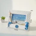 Marco de fotos estilo oceano mediterraneo de 7 pulgadas decoracion costera de escritorio. - Estilo Caballito de Mar Blanco Horizontal / 7"
