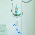 Carillón de viento de velero mediterráneo decoración de hogar con concha y delfines - Estilo 14 Estrella de Mar Vintage Colgante Delfín