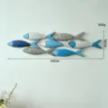 Mediterrane 3D Holz Fische Wandbehang rustikale Hängend Dekoration für Zimmer neu - Kleine Fischschwarm Wandbehang / Hellblau