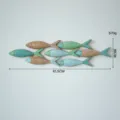 Scultura murale di pesci in legno stile mediterraneo rustico decorazione sospesa 61cm - Appeso a Parete Piccolo con Banco di Pesci / Verde Retrò