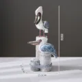Statuetta pellicano in legno massiccio stile mediterraneo scultura uccello tronco decoro casa - 3 Pz Piccoli Uccelli Doppi Blu Vintage su Tronco