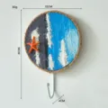 Mediterranean Style Painted Wall Hook Creative Sand Texture Hanging Decor 12x18cm - Round Single Hook / Dark Blue